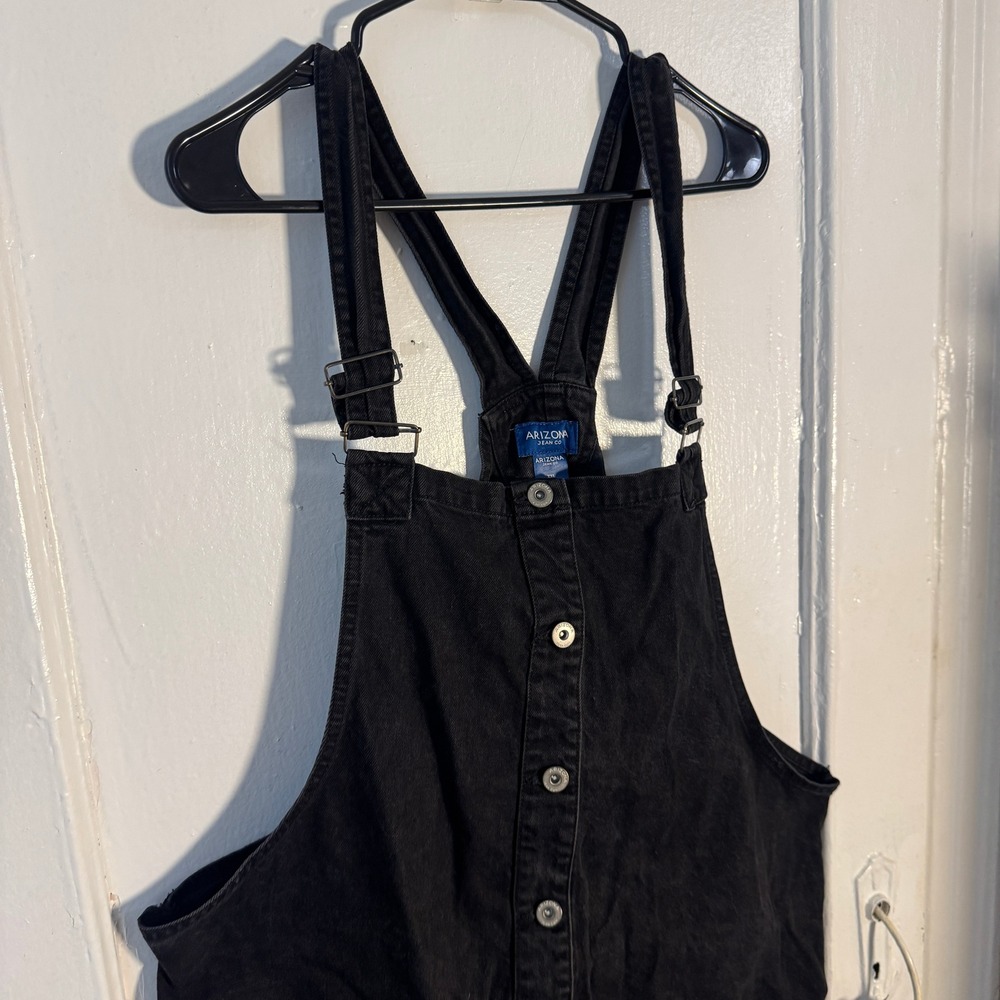 Arizona Jean Co Black Denim Overall Pinafore Dress XXL Womens Grunge Whimsigoth - Picture 2 of 8